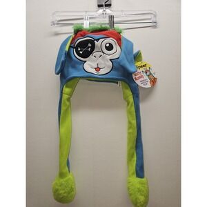 Flipeez Wacky Monkey Action Hat Squeeze Moving Ears Pirate Monkey Beanie NWT